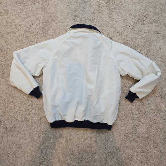 ★💗Lands' End  White & Navy Fleece Lined 1990s Vintage Classic Winter Jacket - Picture 2 of 8